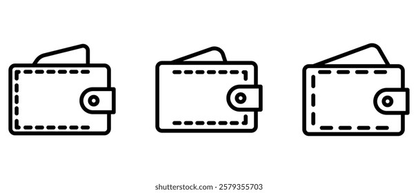 wallet outline or line icon design bundle.