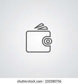 Wallet outline thin symbol, dark on white background, logo editable, creative template 