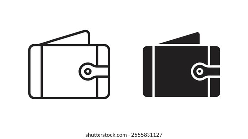 Wallet outlined and solid icon vector collection.