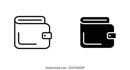 Wallet outlined and solid icon vector collection.