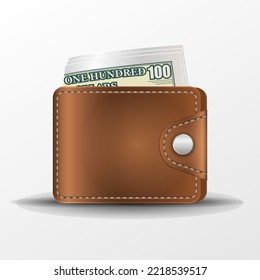 Wallet with paper money. Vector illustration.	
