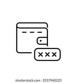 Wallet and password. Secure payments and financial transactions. Pixel perfect vector icon