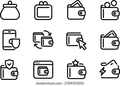Iconos de la cartera y del pago Vector de la colección