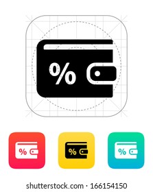 Wallet with percentage icon on white background. Vector illustration.