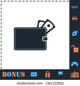 Wallet. Perfect icon with bonus simple icons