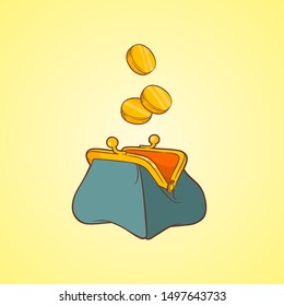  Wallet .piece of money. Purse icon. Cash savings symbol.Vector Illustration