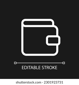 Icono de ui lineal de píxel blanco perfecto para el tema oscuro. Cuenta bancaria personal. Pictograma de la línea del vector. Símbolo de interfaz de usuario aislado para el modo nocturno. Trazo editable. Tipo de letra arial utilizado