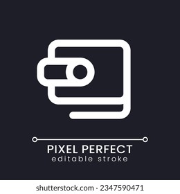 Wallet pixel perfect white linear ui icon for dark theme. Online payment service. Vector line pictogram. Isolated user interface symbol for night mode. Editable stroke. Poppins font used