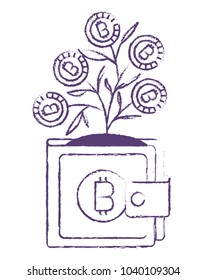 wallet with plant of bitcoins