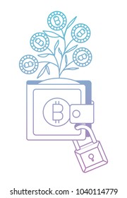 wallet with plant of bitcoins and padlock