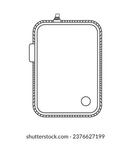 Wallet Pouch with Zipper Outline Icon Illustration on White Background
