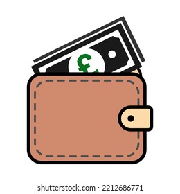 Icono de libra de billetera, símbolo de planicie de finanzas, signo de ilustración de vector de caja de depósito de economía.