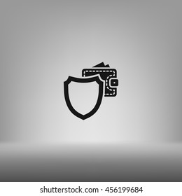 Wallet Protection Icon. Flat design style stock vector illustration