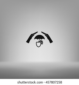 Wallet Protection Icon. Flat design style stock vector illustration