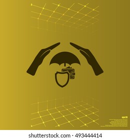 Wallet Protection Icon. Flat design style stock vector illustration