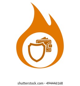 Wallet Protection Icon. Flat design style stock vector illustration