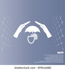 Wallet Protection Icon. Flat design style stock vector illustration