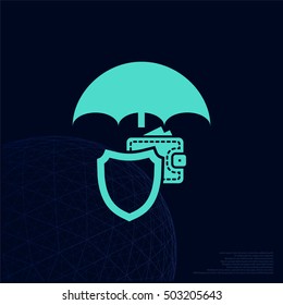 Wallet Protection Icon. Flat design style stock vector illustration