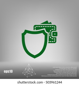 Wallet Protection Icon. Flat design style stock vector illustration