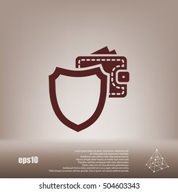 Wallet Protection Icon. Flat design style stock vector illustration