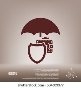Wallet Protection Icon. Flat design style stock vector illustration