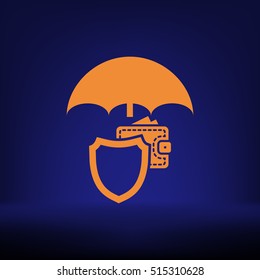 Wallet Protection Icon. Flat design style stock vector illustration