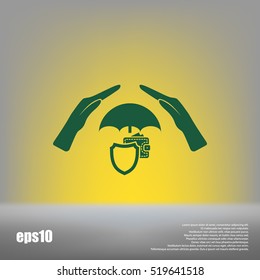 Wallet Protection Icon. Flat design style stock vector illustration