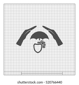 Wallet Protection Icon. Flat design style stock vector illustration