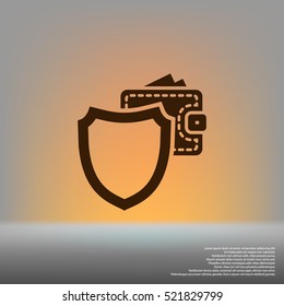 Wallet Protection Icon. Flat design style stock vector illustration