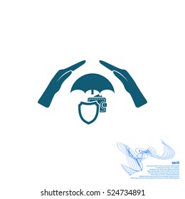 Wallet Protection Icon. Flat design style stock vector illustration