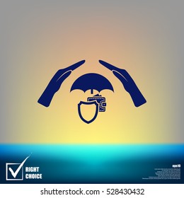 Wallet Protection Icon. Flat design style stock vector illustration