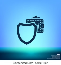 Wallet Protection Icon. Flat design style stock vector illustration