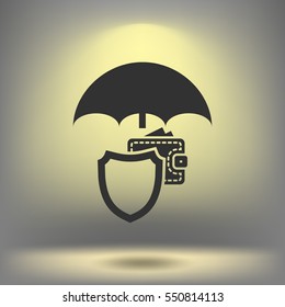 Wallet Protection Icon. Flat design style stock vector illustration