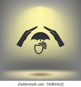 Wallet Protection Icon. Flat design style stock vector illustration