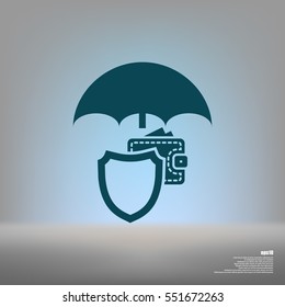 Wallet Protection Icon. Flat design style stock vector illustration