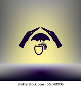 Wallet Protection Icon. Flat design style stock vector illustration