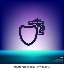 Wallet Protection Icon. Flat design style stock vector illustration
