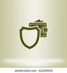 Wallet Protection Icon. Flat design style stock vector illustration