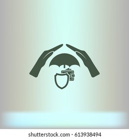 Wallet Protection Icon. Flat design style stock vector illustration