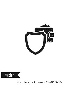 Wallet Protection Icon. Flat design style stock vector illustration