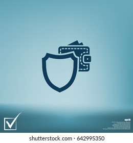 Wallet Protection Icon. Flat design style stock vector illustration