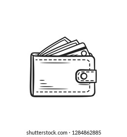 Wallet purse icon. Saving money sign symbol. Outline vector.