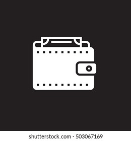 wallet, purse icon vector, filled flat sign, solid pictogram isolated on black, logo illustration