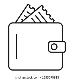 Wallet with receipt icon. Outline wallet with receipt vector icon for web design isolated on white background