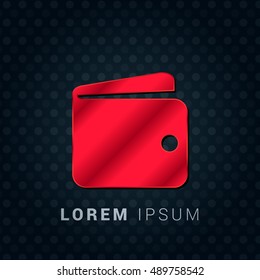 Wallet Red chromium precious metallic 3D Icon / Logo Design