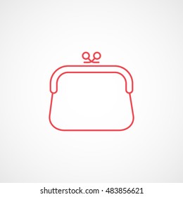 Wallet Red Flat Icon On White Background