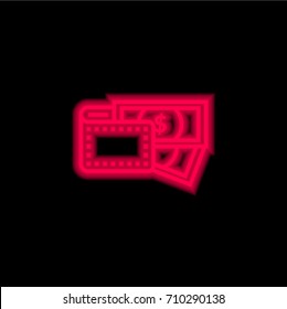 Wallet red glowing neon ui ux icon. Glowing sign logo vector