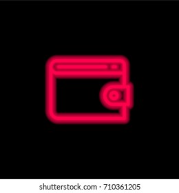 Wallet red glowing neon ui ux icon. Glowing sign logo vector
