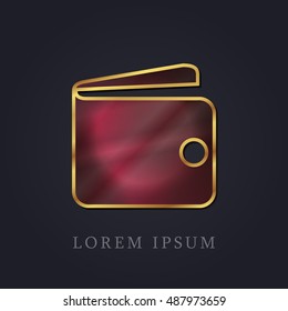 Wallet Red Ruby with Golden Frame Precious Jewellery Icon / Logo Design