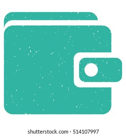 Wallet rubber seal stamp watermark. Icon vector symbol with grunge design and corrosion texture. Scratched cyan ink sticker on a white background.